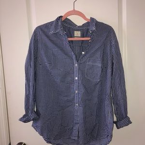 Blue & white plaid button up